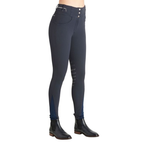 Montar Evelyn Zip In High Waist Equestrian Full Grip Riding Breeches Grey 18 - Picture 1 of 10